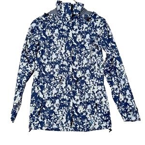BACKCOUNTRY Women Trail Weight Blue White Splatter Pattern Shell Rain jacket XS